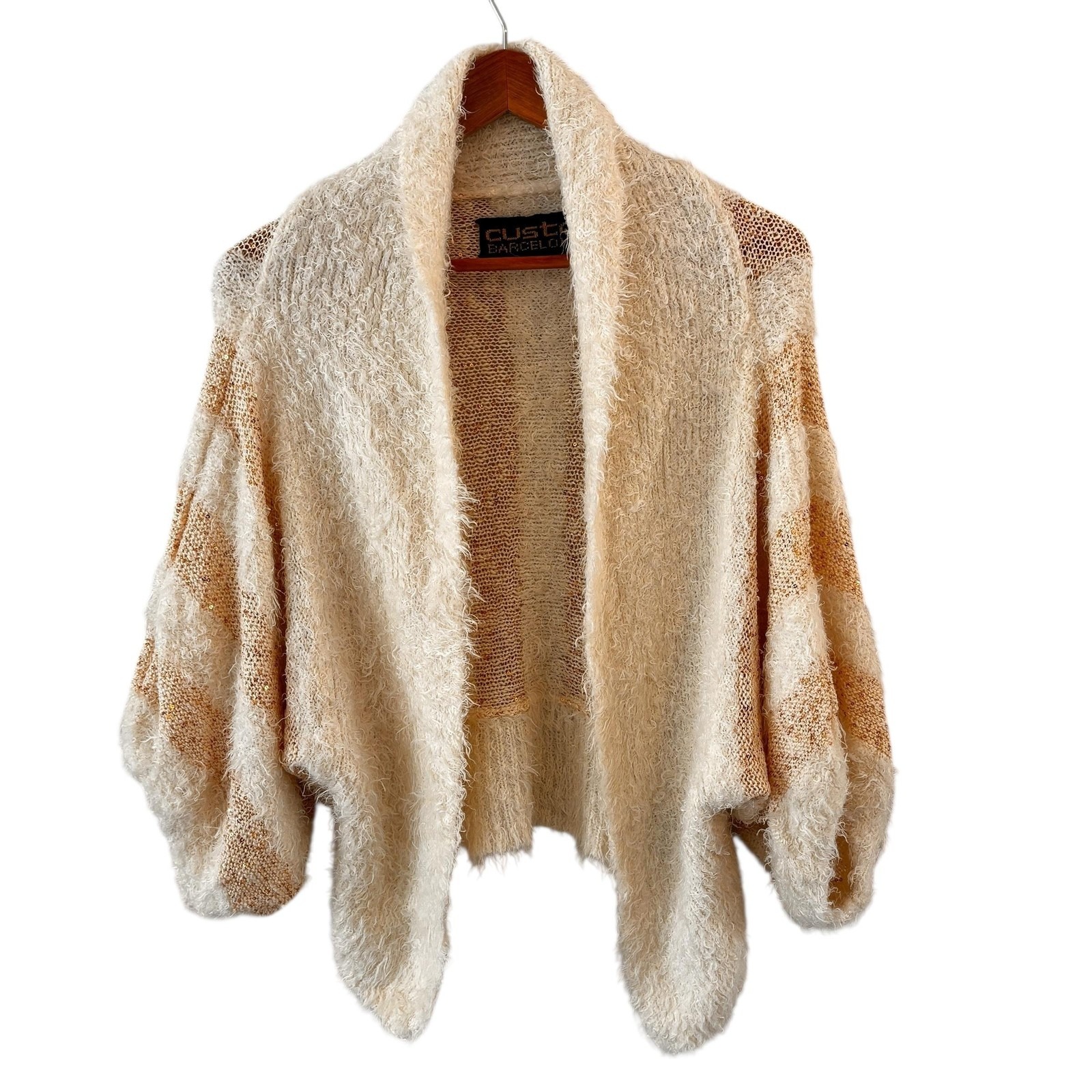 Custo Barcelona Y2k Fuzzy Open Cardigan Sweater Womens Os Sequin Dolman